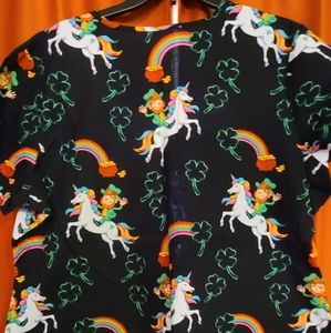 St. Patrick's Day Unicorn Scrub Top